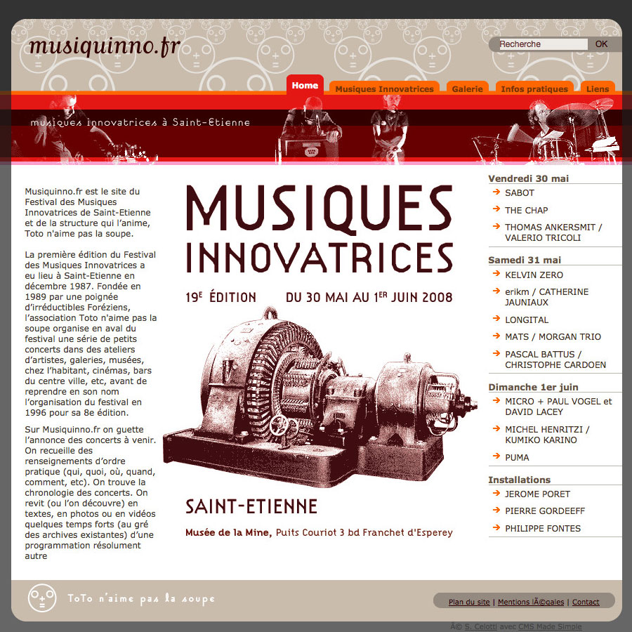 graphisme, développement, web, Site web musiquinno.fr, Tchouk-Tchouk prestation web